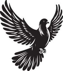 Beautiful Dove bird flying Silhouette vector illustration isolated on a white background