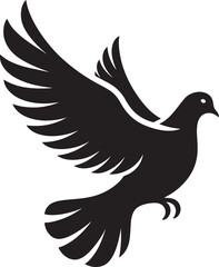 Beautiful Dove bird flying Silhouette vector illustration isolated on a white background