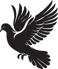 Obraz premium Beautiful Dove bird flying Silhouette vector illustration isolated on a white background