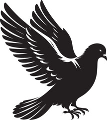 Beautiful Dove bird flying Silhouette vector illustration isolated on a white background