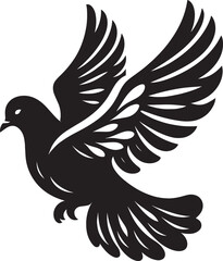 Obraz premium Beautiful Dove bird flying Silhouette vector illustration isolated on a white background