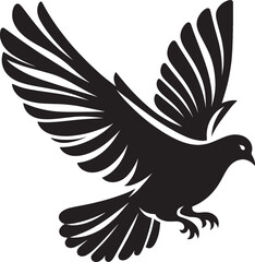 Beautiful Dove bird flying Silhouette vector illustration isolated on a white background