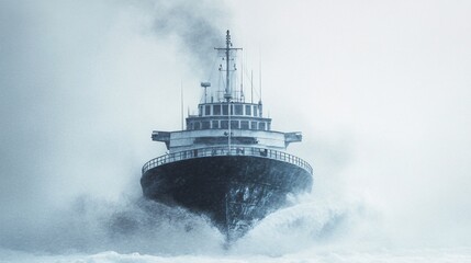 A powerful ship navigating through stormy seas, showcasing determination and strength.