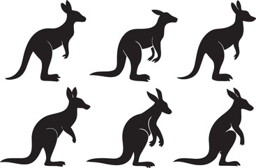 Kangaroo Shadowy Silhouette Vector Art Pack