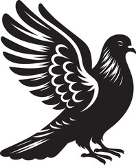 Beautiful Dove bird flying Silhouette vector illustration isolated on a white background