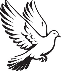 Beautiful Dove bird flying Silhouette vector illustration isolated on a white background