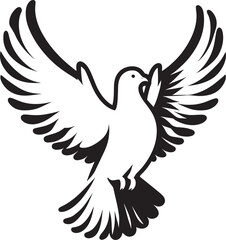 Obraz premium Beautiful Dove bird flying Silhouette vector illustration isolated on a white background