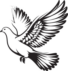 Beautiful Dove bird flying Silhouette vector illustration isolated on a white background