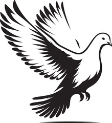 Beautiful Dove bird flying Silhouette vector illustration isolated on a white background