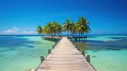 Fototapeta premium Wooden Pier Leading to a Tropical Paradise