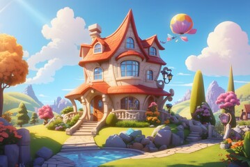 Obraz premium Illustration of a house in the village