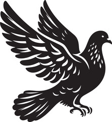 Beautiful Dove bird flying Silhouette vector illustration isolated on a white background