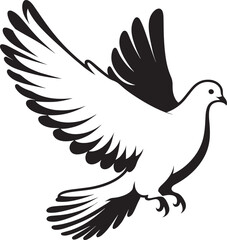 Beautiful Dove bird flying Silhouette vector illustration isolated on a white background