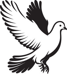 Beautiful Dove bird flying Silhouette vector illustration isolated on a white background