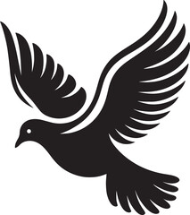 Beautiful Dove bird flying Silhouette vector illustration isolated on a white background