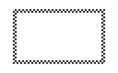 Checkered rectangle frame. Square race checker flag pattern. Checkerboard geometric pattern. Black and white rally chess square pattern. Finish race frame. Vector illustration on white background.
