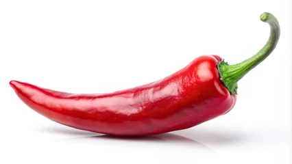 ripe, fiery, chili pepper, vibrant, vibrant, spice, heat, pod, sharp, organic, ingredient, cooking,red, hot, healthy, isolated, spicy, One red chili pepper isolated on a white background