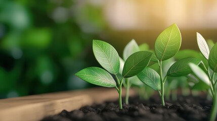 Financial Growth Concept - Money Leaves Sprouting from Branches in with Copy Space and Selective Focus on Foreground