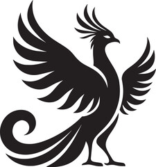 Obraz premium Beautiful Phoenix bird flying Silhouette vector illustration isolated on a white background