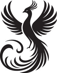 Beautiful Phoenix bird flying Silhouette vector illustration isolated on a white background