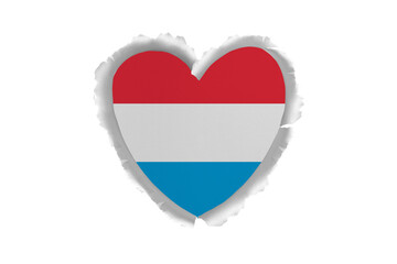 Fototapeta premium World countries. Heart- frame ripped paper on white background. Luxembourg
