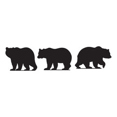 bear silhouette collection , Silhouette of Black Bear, isolated on white background (Vector)