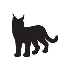 Lynx silhouette collection , Silhouette of Black Lynx, isolated on white background (Vector)