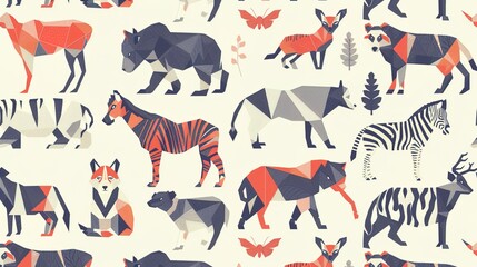 Fototapeta premium Geometric animal pattern wallpaper