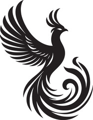 Obraz premium Beautiful Phoenix bird flying Silhouette vector illustration isolated on a white background