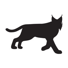 Lynx silhouette collection , Silhouette of Black Lynx, isolated on white background (Vector)