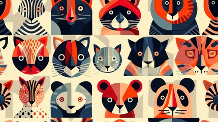 Geometric animal pattern wallpaper