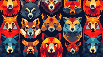 Geometric animal pattern wallpaper