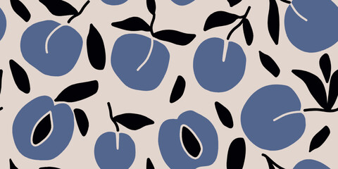 Fototapeta premium Seamless pattern with peach Vector hand draw peach background for wallpaper cover fabric textile