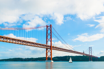 25th April Bridge over the Tejo river in Lisbon, Portugal.