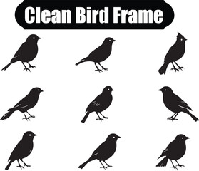 Fototapeta premium Clean Bird Frame Flat Black Silhouette Vector Art Bundle