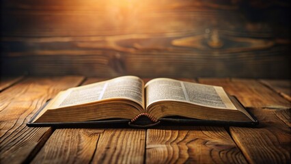 An extreme close up shot of an open bible on a wooden table illustrating the contrasting atmosphere in the book of Matthew, holy book, vintage, spiritual guidance, chapter Matthew
