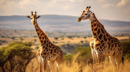 Obraz premium Two Giraffes in the African Savanna