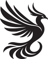 Beautiful Phoenix bird flying Silhouette vector illustration isolated on a white background