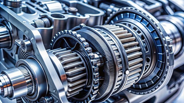 shallow depth of field, Silhouette of a mechatronic system for automotive transmission specifically designed for DSG Direct Shift Gearbox captured with a shallow depth of field