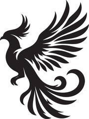 Beautiful Phoenix bird flying Silhouette vector illustration isolated on a white background