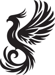 Obraz premium Beautiful Phoenix bird flying Silhouette vector illustration isolated on a white background