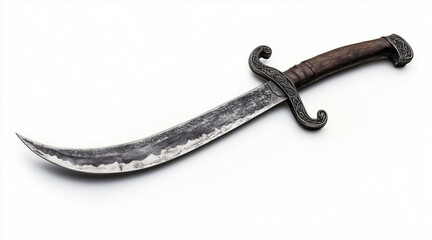 High quality photo of a pirates curved cutlass sword on a white background. Historical events...