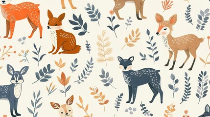 Animal pattern seamless wallpaper