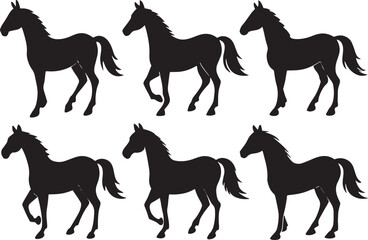 Horse Elegant Silhouette Vector Illustrations