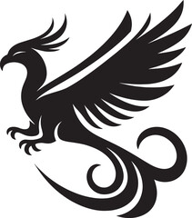 Beautiful Phoenix bird flying Silhouette vector illustration isolated on a white background