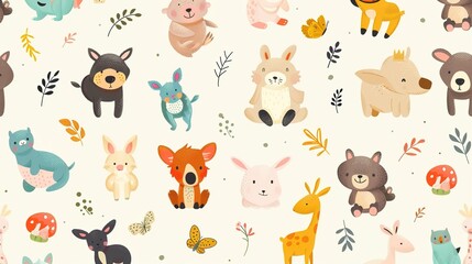 Animal pattern seamless wallpaper