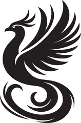Beautiful Phoenix bird flying Silhouette vector illustration isolated on a white background