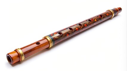 woodwind, traditional, sound, music instrument, flute player, instrument, performance, musician, music, handcrafted, Chinese dizi flute laying diagonally on a white background