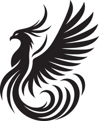 Beautiful Phoenix bird flying Silhouette vector illustration isolated on a white background
