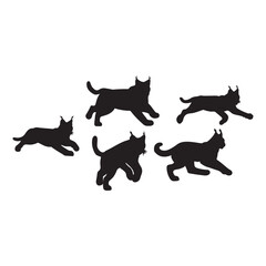 Lynx silhouette collection , Silhouette of Black Lynx, isolated on white background (Vector)